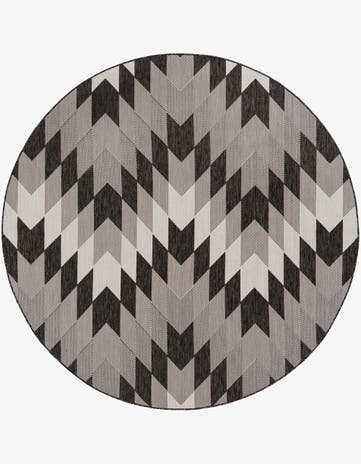 7' 10 x 7' 10 Easy-Clean Modern Indoor / Outdoor Round Rug