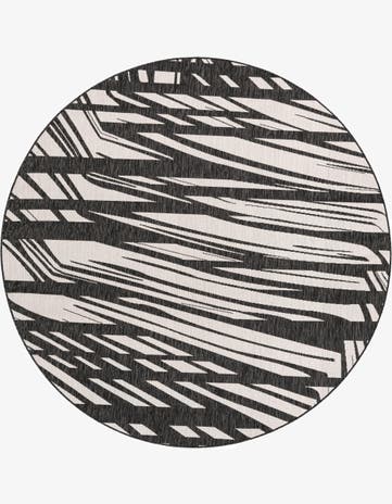 Black and White Easy-Clean Modern Indoor / Outdoor Round Rug