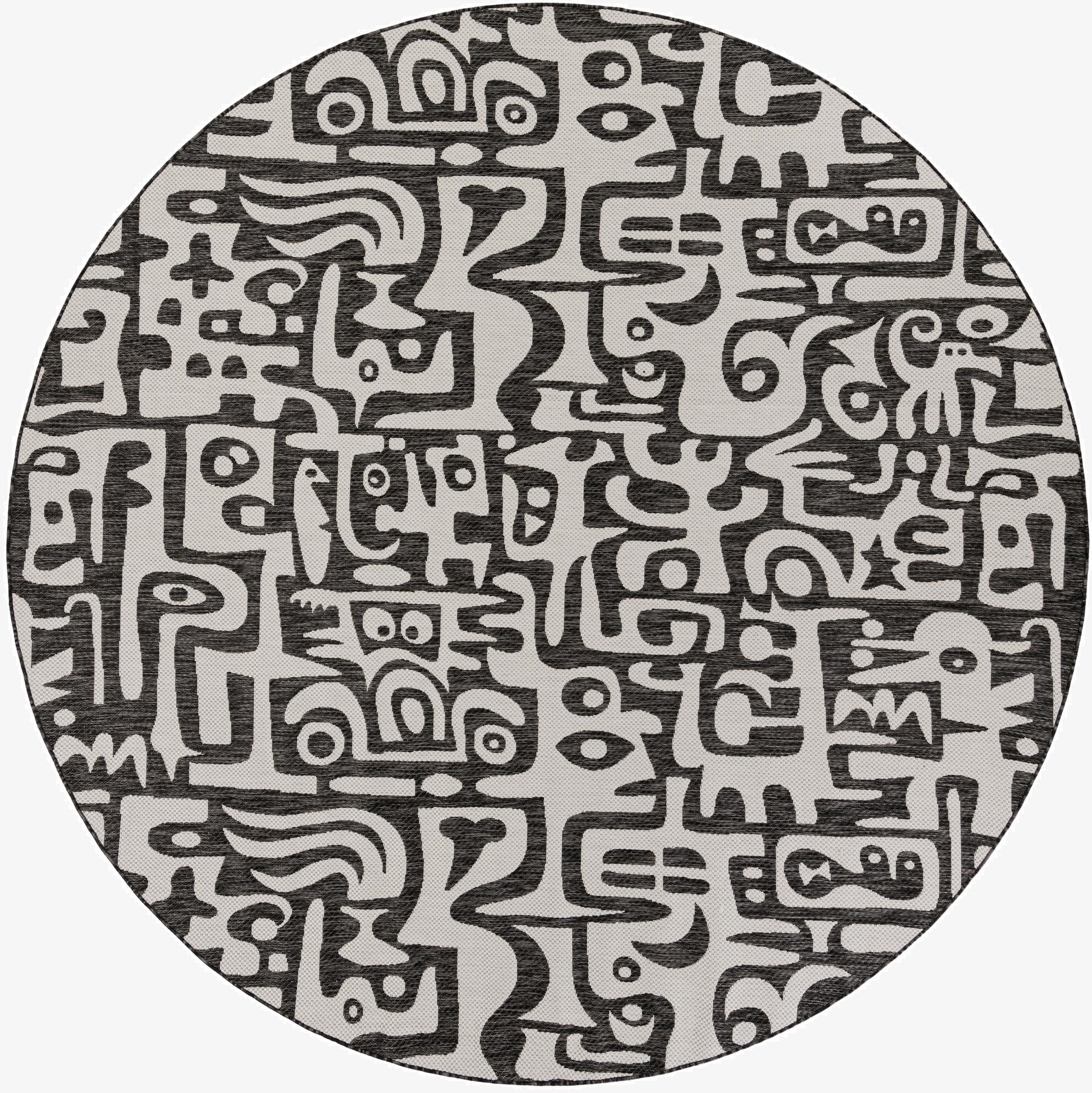 10' x 10'  Washable Modern Indoor / Outdoor Round Rug