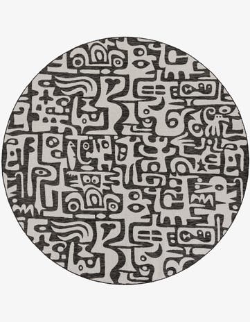 10' x 10' Easy-Clean Modern Indoor / Outdoor Round Rug