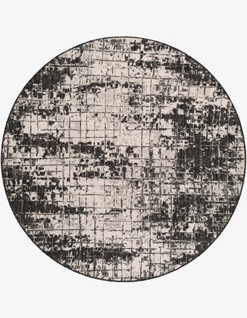 Black and White Easy-Clean Modern Indoor / Outdoor Round Rug