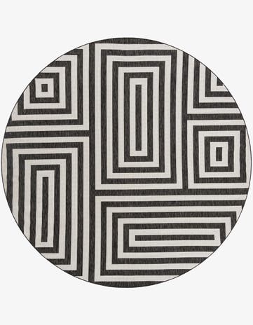 12' x 12' Easy-Clean Modern Indoor / Outdoor Round Rug