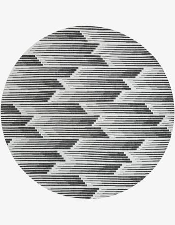 Black and White Easy-Clean Modern Indoor / Outdoor Round Rug