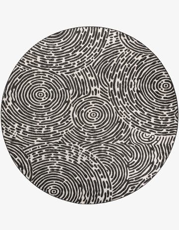Black and White Easy-Clean Modern Indoor / Outdoor Round Rug