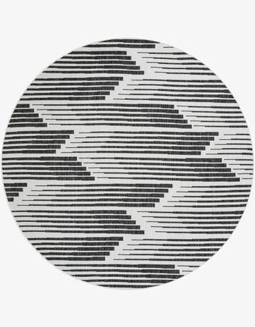 Black and White Easy-Clean Modern Indoor / Outdoor Round Rug