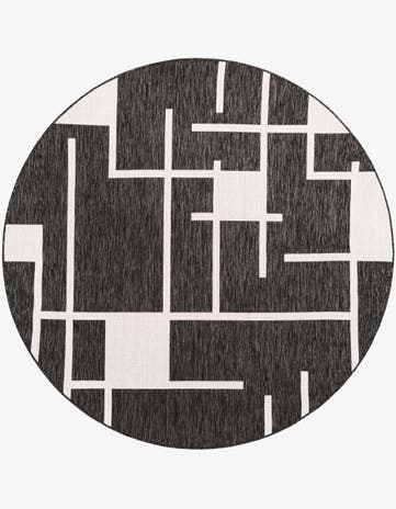 7' 10 x 7' 10 Easy-Clean Modern Indoor / Outdoor Round Rug