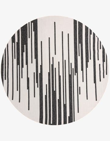 Black and White Easy-Clean Modern Indoor / Outdoor Round Rug