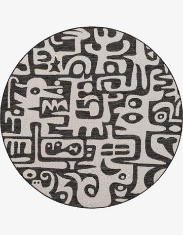 6' x 6' Easy-Clean Modern Indoor / Outdoor Round Rug