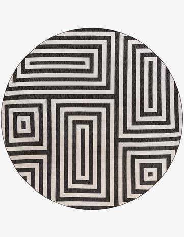 13' x 13' Easy-Clean Modern Indoor / Outdoor Round Rug