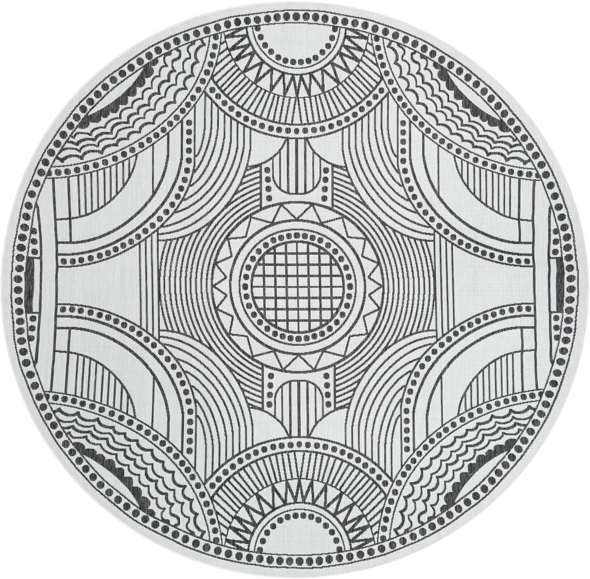 10' x 10' Easy-Clean Traditional Indoor / Outdoor Round Rug