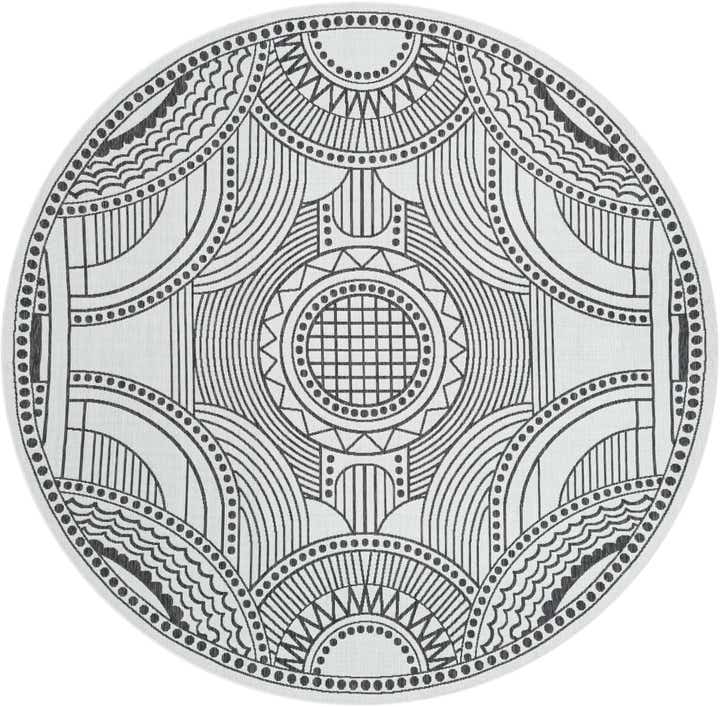 10' x 10' Easy-Clean Traditional Indoor / Outdoor Round Rug