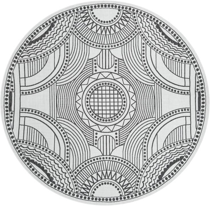 Detail image of 10' x 10' Easy-Clean Traditional Indoor / Outdoor Round Rug
