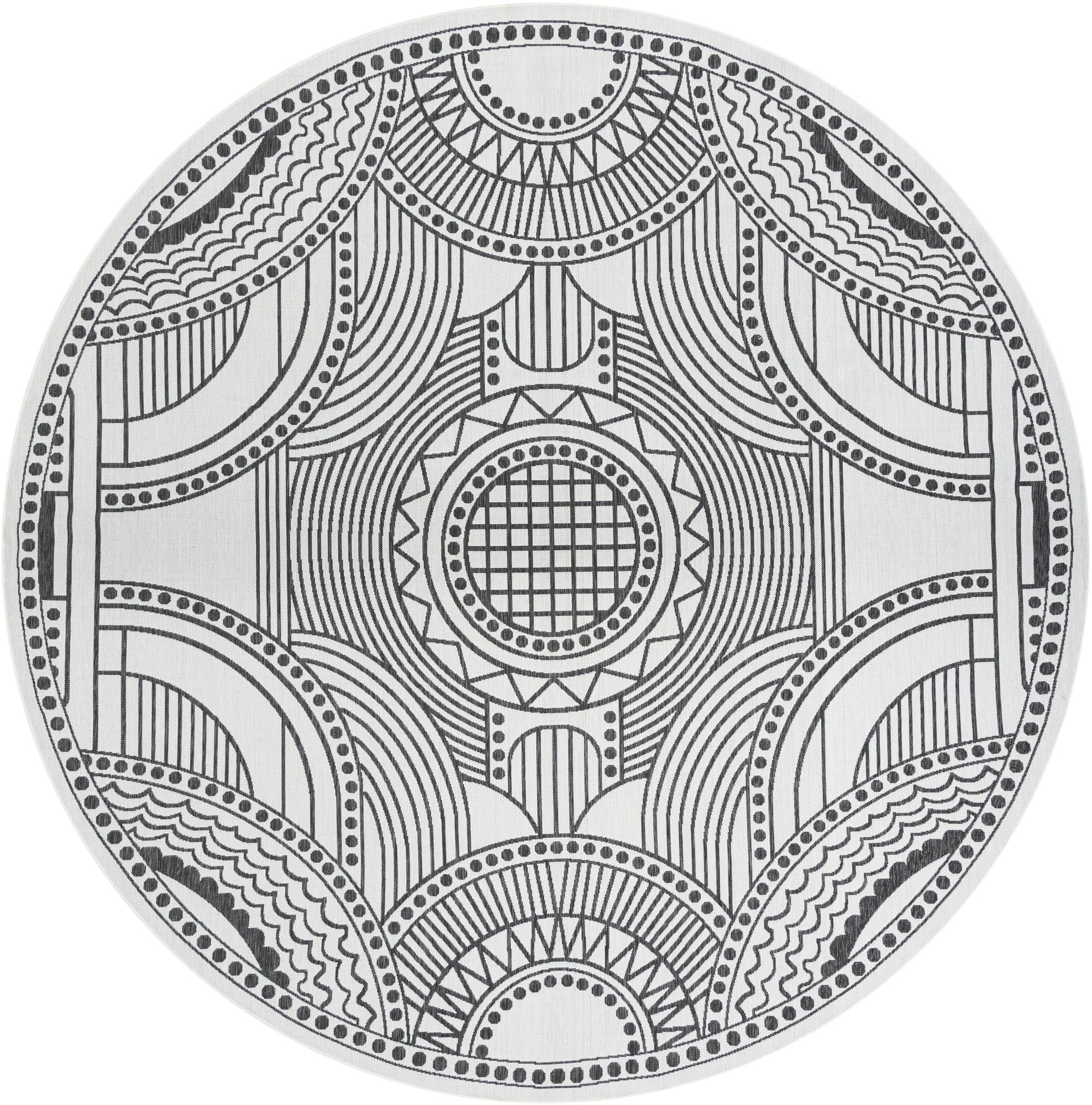 12' x 12' Easy-Clean Traditional Indoor / Outdoor Round Rug