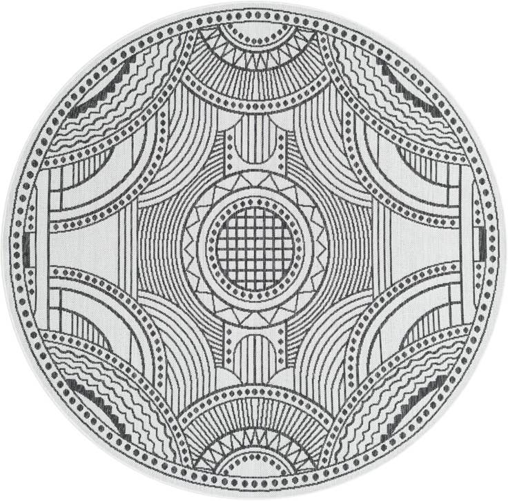 Detail image of 6' x 6' Easy-Clean Traditional Indoor / Outdoor Round Rug