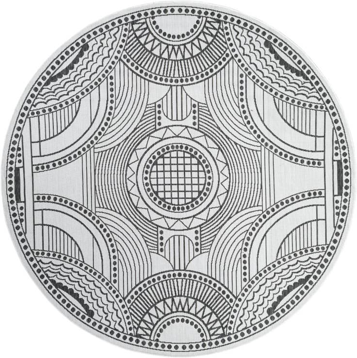 Detail image of 7' 10 x 7' 10 Easy-Clean Traditional Indoor / Outdoor Round Rug