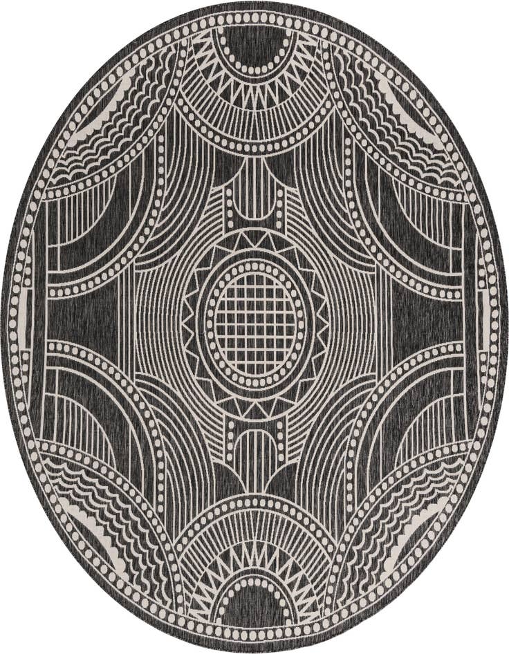 Detail image of 10' x 10' Easy-Clean Traditional Indoor / Outdoor Round Rug
