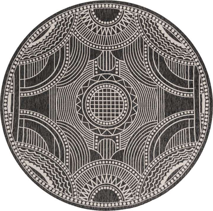 10' x 10' Easy-Clean Traditional Indoor / Outdoor Round Rug