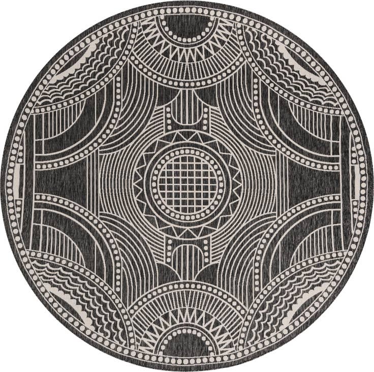 Detail image of 10' x 10' Easy-Clean Traditional Indoor / Outdoor Round Rug