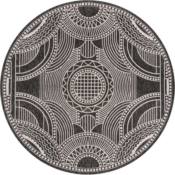 12' x 12' Easy-Clean Traditional Indoor / Outdoor Round Rug