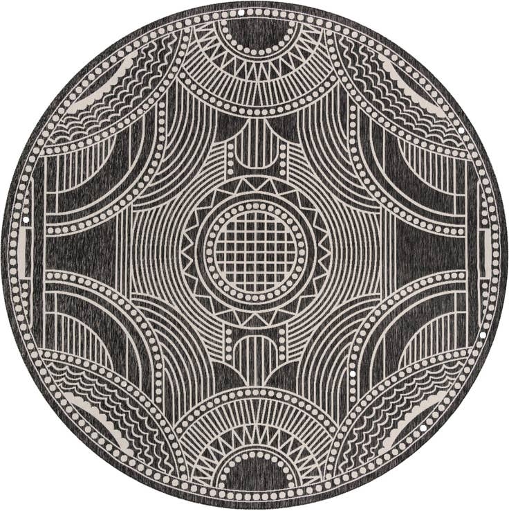Detail image of 12' x 12' Easy-Clean Traditional Indoor / Outdoor Round Rug