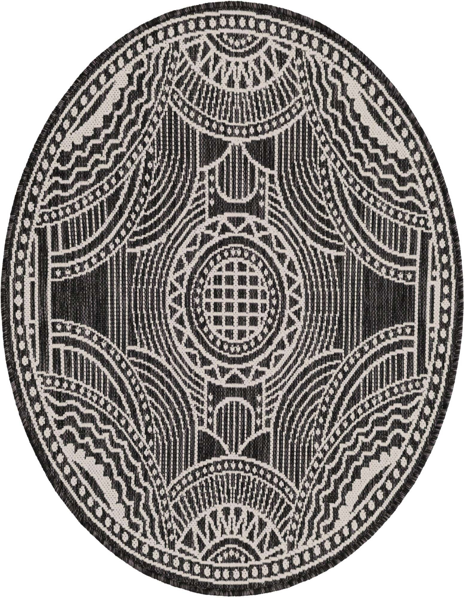 3' 1 x 3' 1 Easy-Clean Traditional Indoor / Outdoor Round Rug