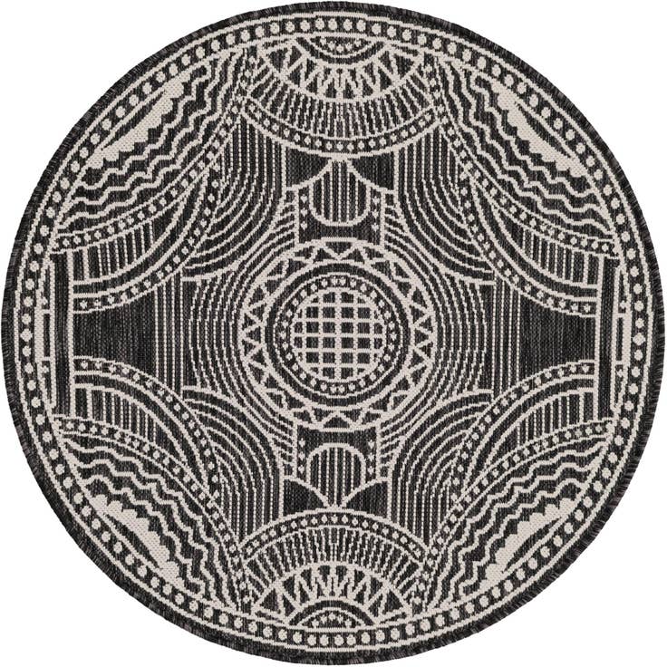 Detail image of 3' 1 x 3' 1 Easy-Clean Traditional Indoor / Outdoor Round Rug