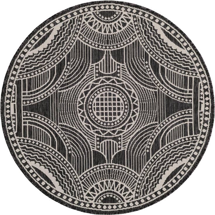 Detail image of 4' 1 x 4' 1 Easy-Clean Traditional Indoor / Outdoor Round Rug