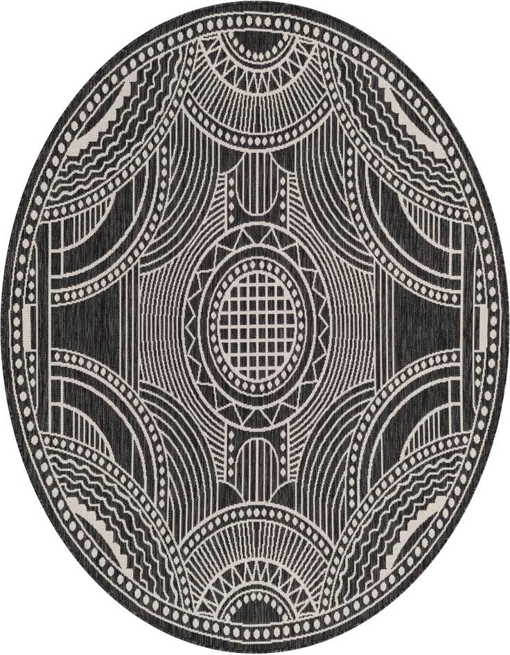 Detail image of 6' x 6' Easy-Clean Traditional Indoor / Outdoor Round Rug