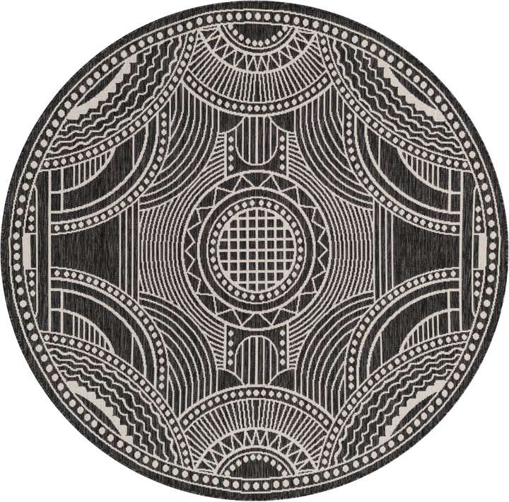 6' x 6' Easy-Clean Traditional Indoor / Outdoor Round Rug