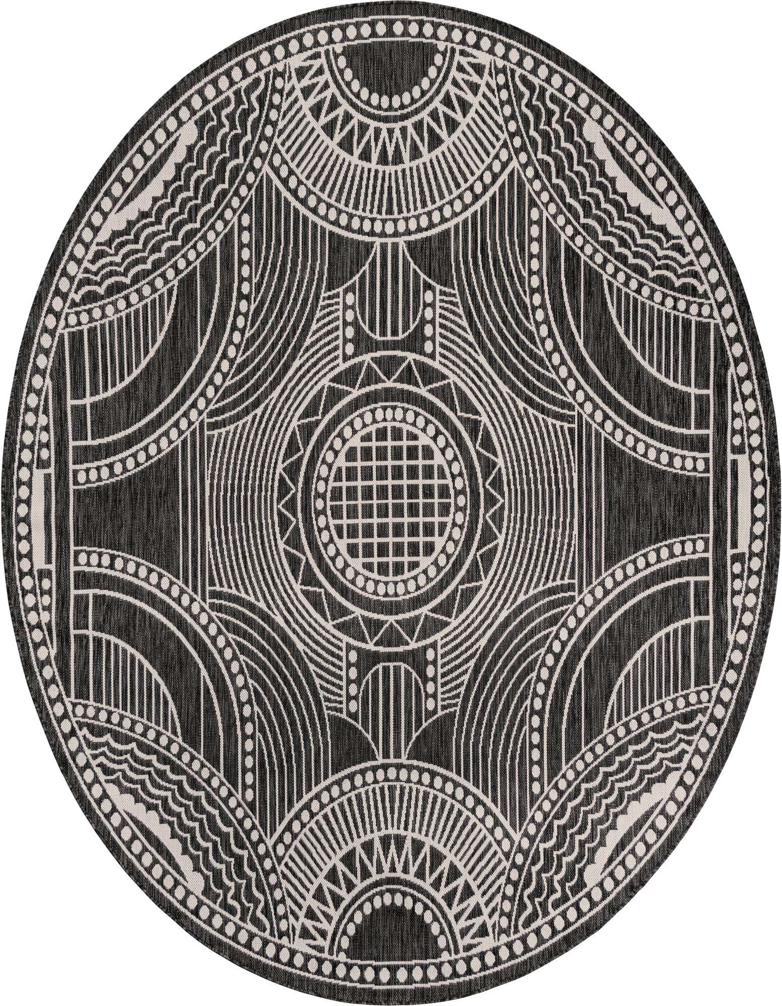 7' 10 x 7' 10 Easy-Clean Traditional Indoor / Outdoor Round Rug