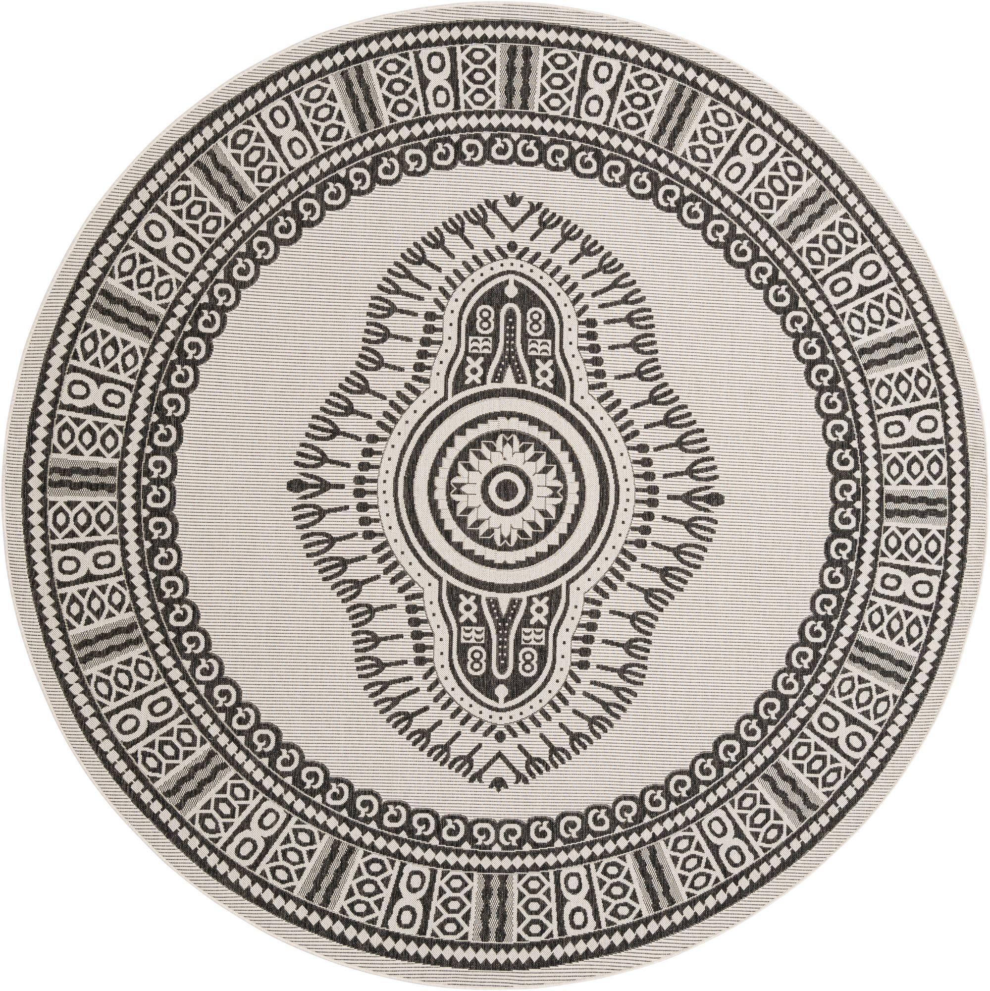 10' x 10' Easy-Clean Traditional Indoor / Outdoor Round Rug