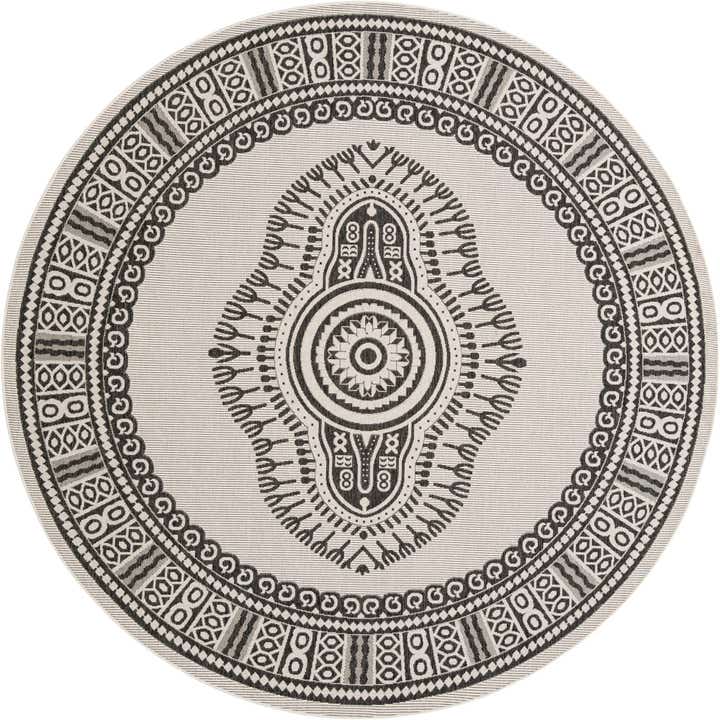 10' x 10' Easy-Clean Traditional Indoor / Outdoor Round Rug