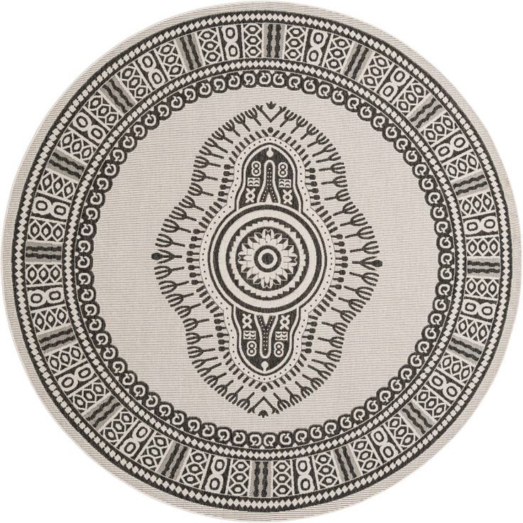 Detail image of 10' x 10' Easy-Clean Traditional Indoor / Outdoor Round Rug