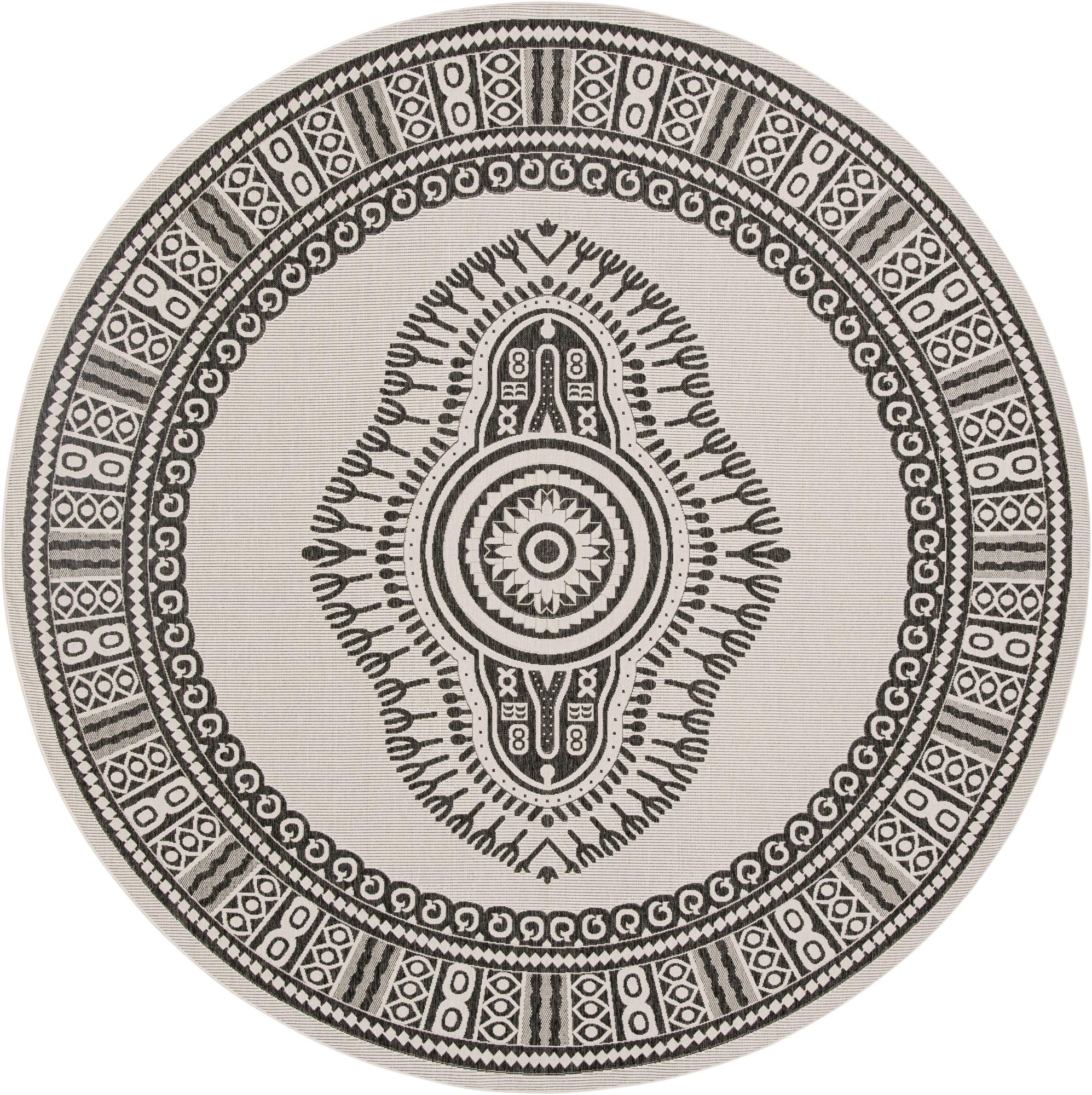 12' x 12' Easy-Clean Traditional Indoor / Outdoor Round Rug