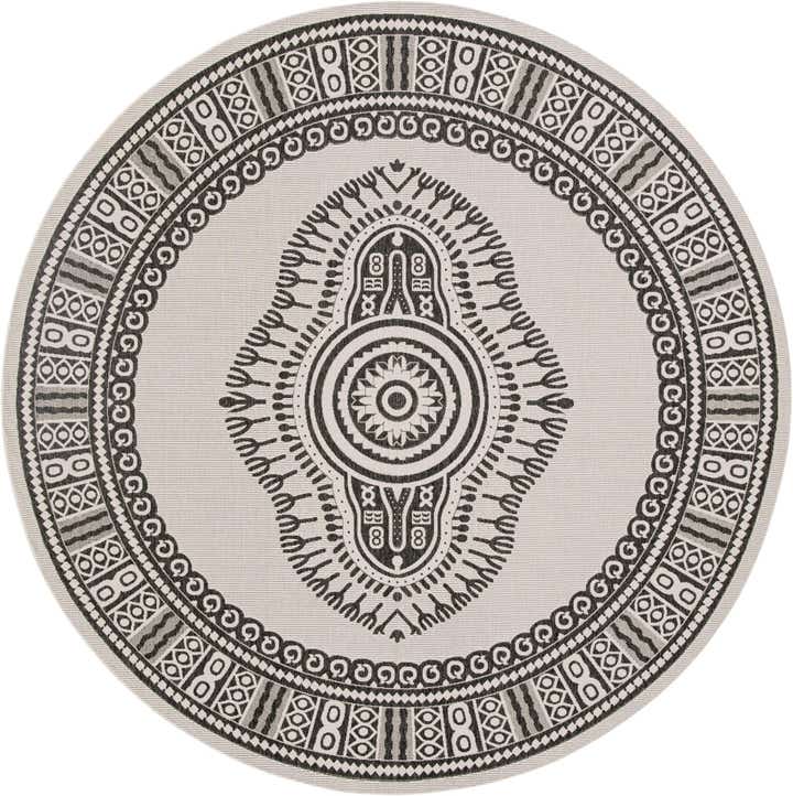 12' x 12' Easy-Clean Traditional Indoor / Outdoor Round Rug