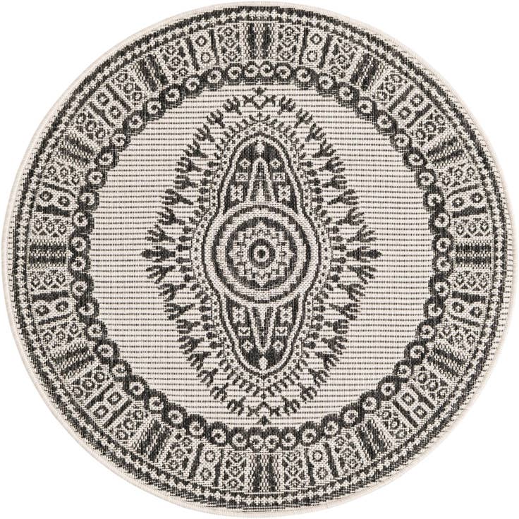 Detail image of 3' x 3' Easy-Clean Traditional Indoor / Outdoor Round Rug