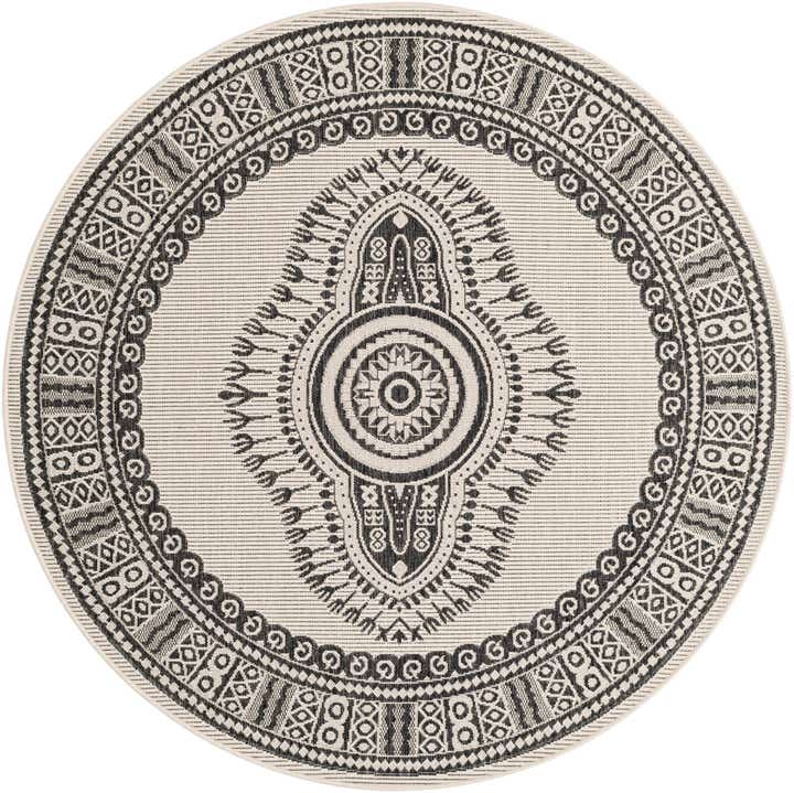 6' x 6' Easy-Clean Traditional Indoor / Outdoor Round Rug