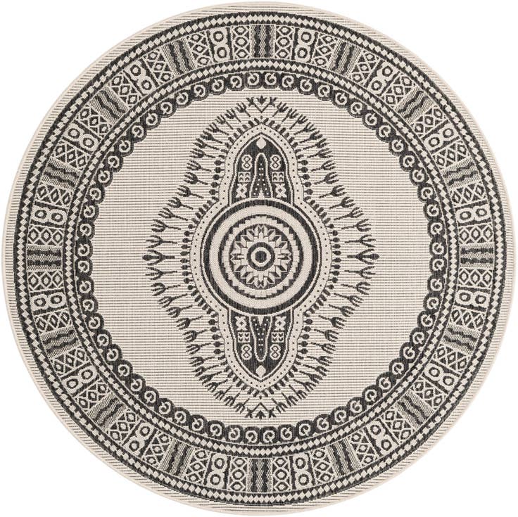 Detail image of 6' x 6' Easy-Clean Traditional Indoor / Outdoor Round Rug