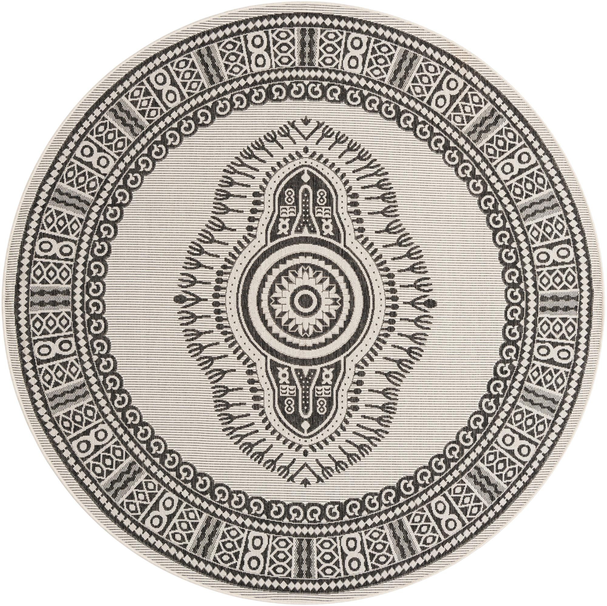 7' 10 x 7' 10 Easy-Clean Traditional Indoor / Outdoor Round Rug