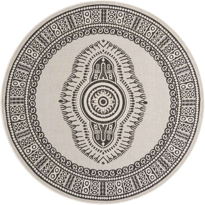 7' 10 x 7' 10 Easy-Clean Traditional Indoor / Outdoor Round Rug