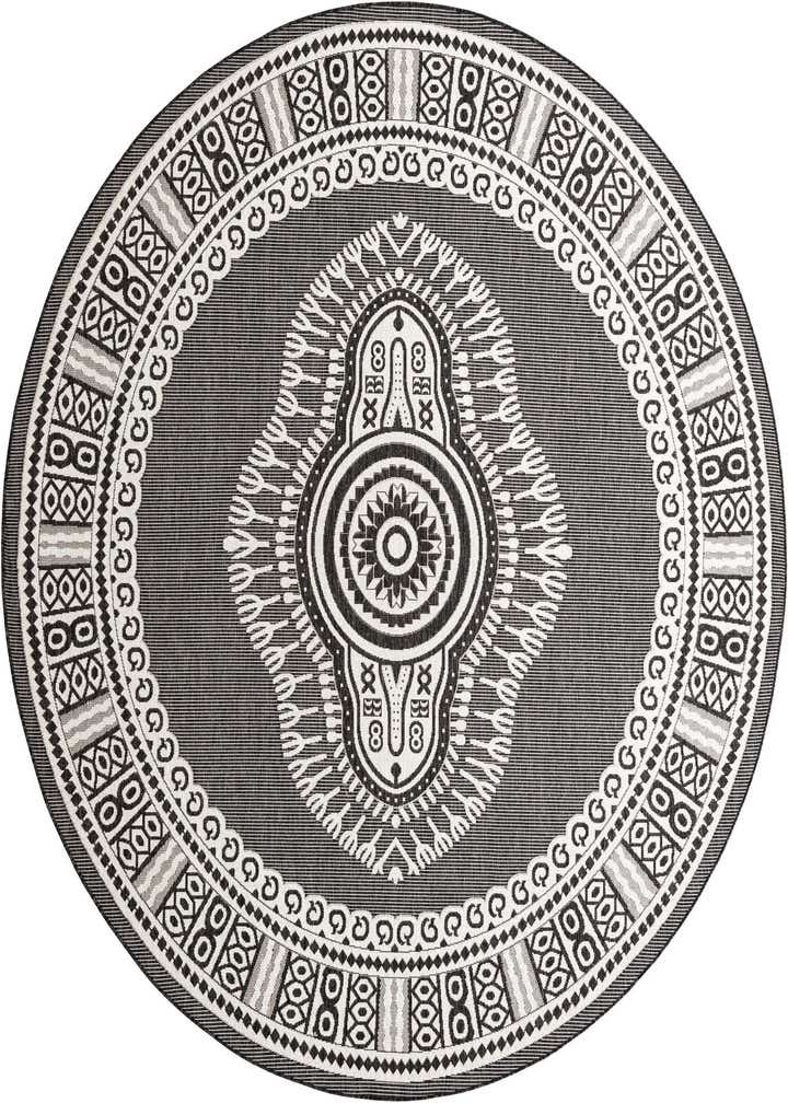 10' x 10' Easy-Clean Traditional Indoor / Outdoor Round Rug