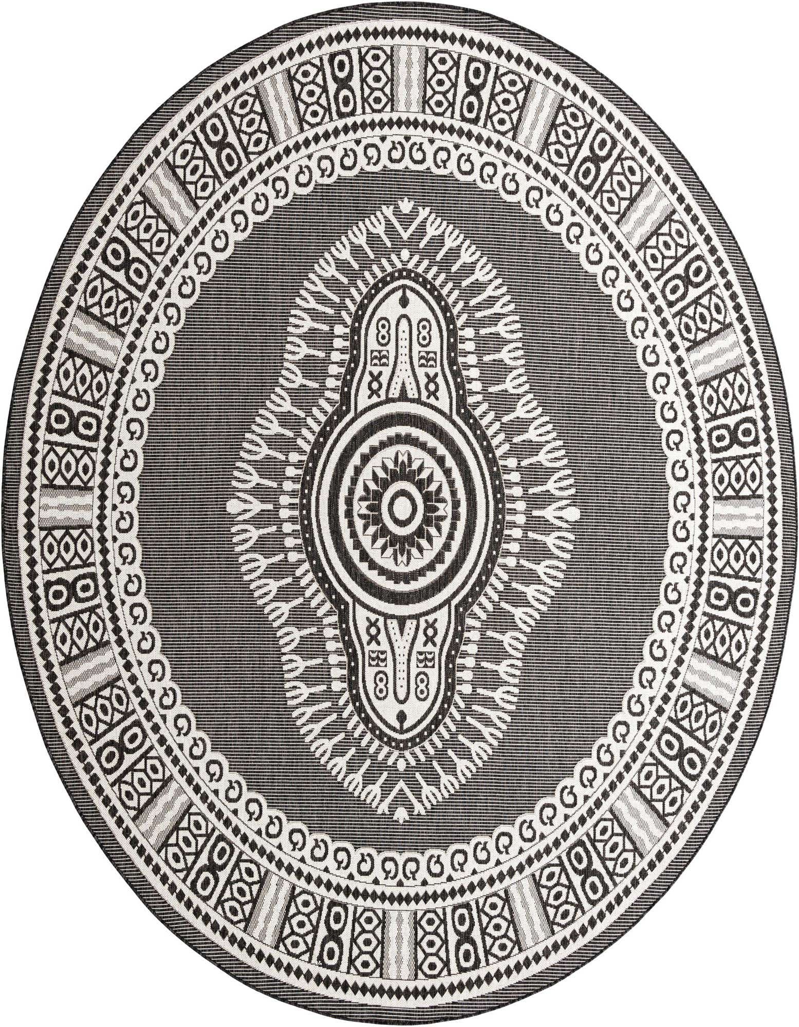 10' x 10' Easy-Clean Traditional Indoor / Outdoor Round Rug