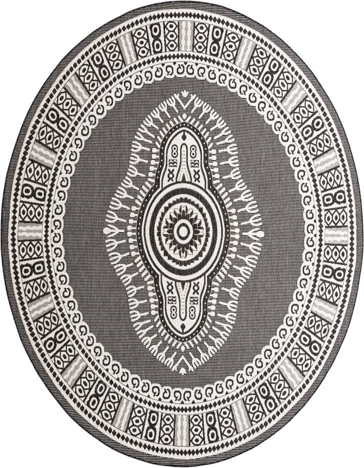 Detail image of 10' x 10' Easy-Clean Traditional Indoor / Outdoor Round Rug