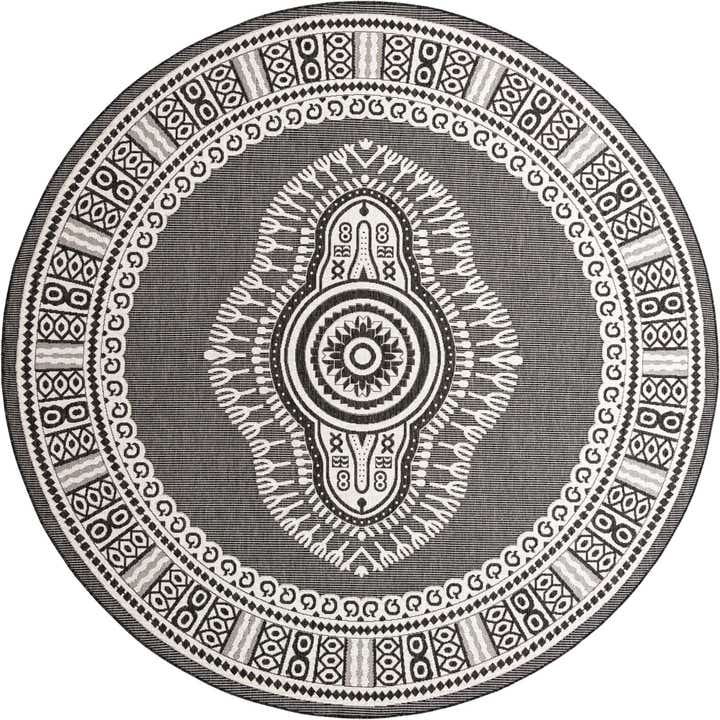 10' x 10' Easy-Clean Traditional Indoor / Outdoor Round Rug