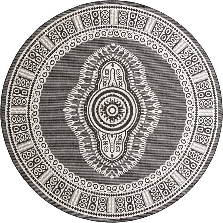 Detail image of 10' x 10' Easy-Clean Traditional Indoor / Outdoor Round Rug