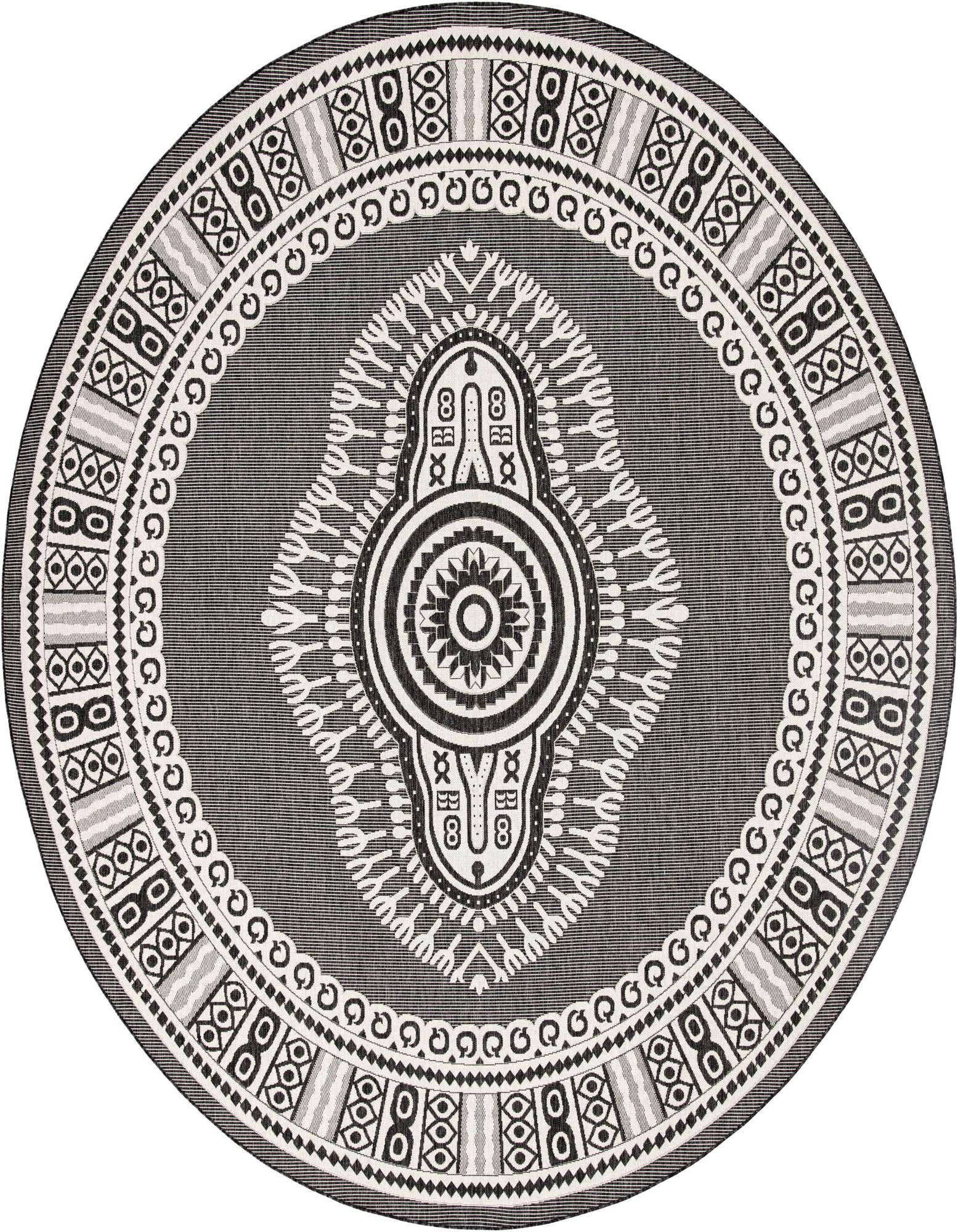 12' x 12' Easy-Clean Traditional Indoor / Outdoor Round Rug