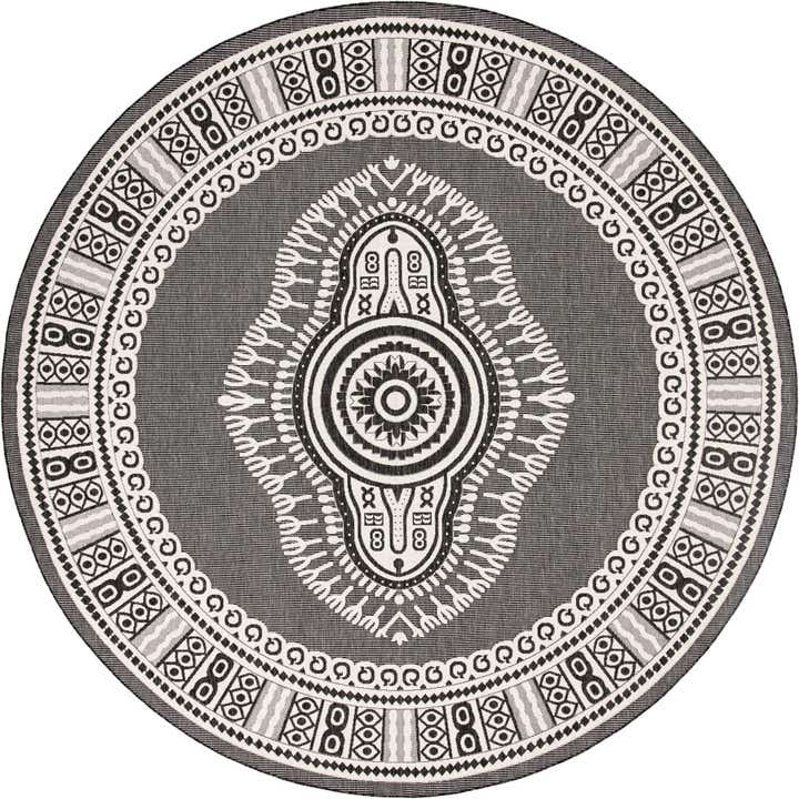 12' x 12' Easy-Clean Traditional Indoor / Outdoor Round Rug
