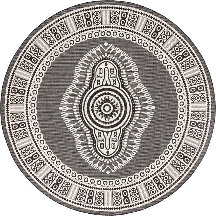 Detail image of 12' x 12' Easy-Clean Traditional Indoor / Outdoor Round Rug
