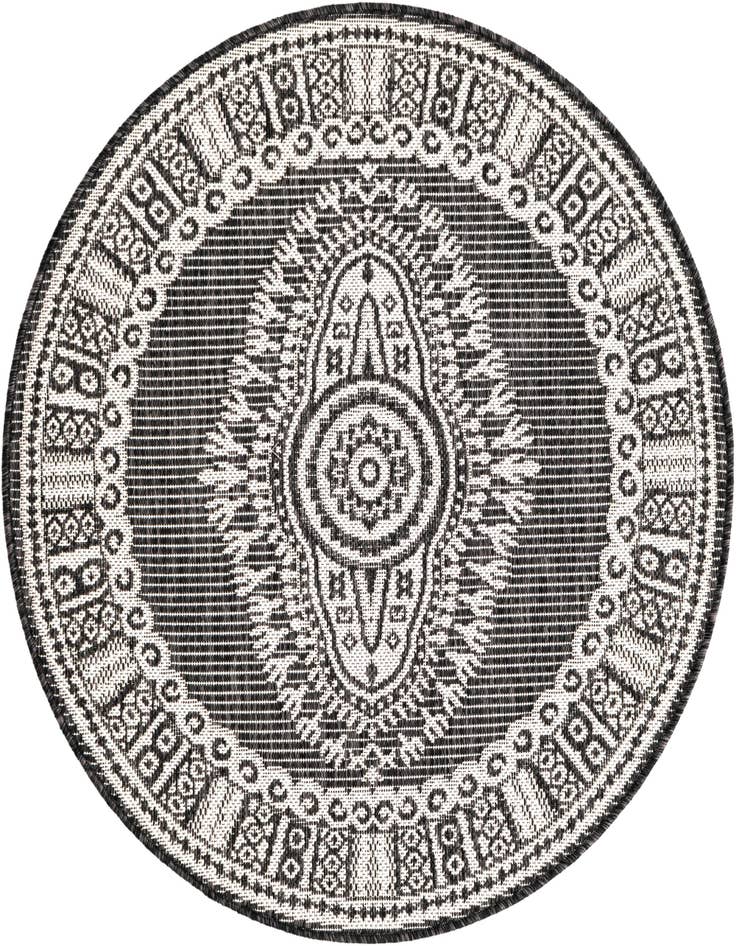 Detail image of 3' x 3' Easy-Clean Traditional Indoor / Outdoor Round Rug