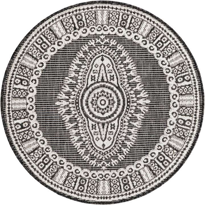 3' x 3' Easy-Clean Traditional Indoor / Outdoor Round Rug
